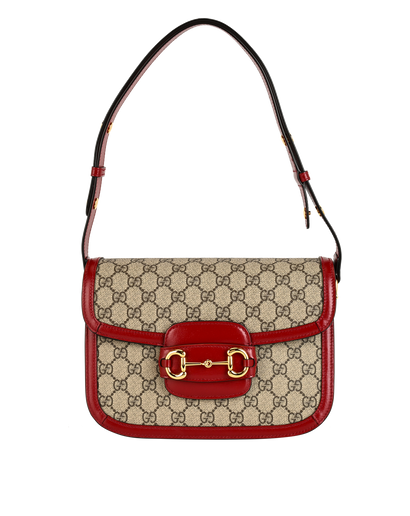 Horsebit 1955 GG Supreme Shoulder Bag, &pound;1,500, Handbags, Brown/Red, Canvas/Leather, Front view
